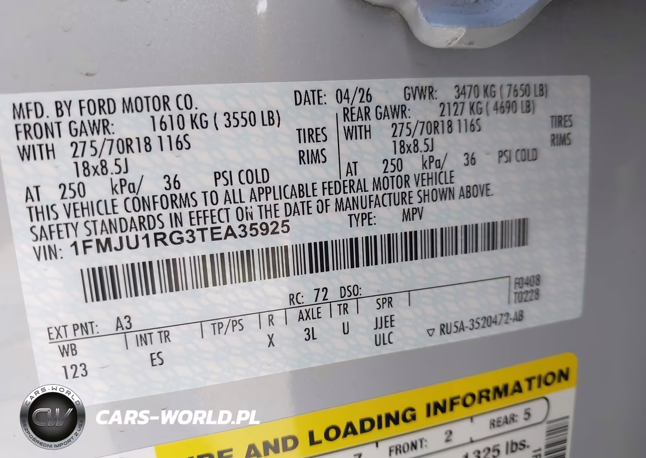 2026 Ford Expedition Tremor VIN:1FMJU1RG3TEA35925 - 9