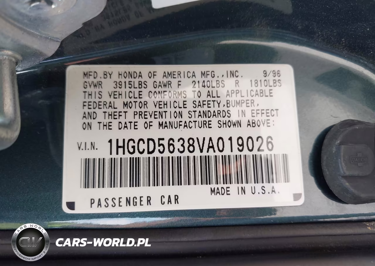 1997 Honda Accord Lx VIN:1HGCD5638VA019026 - 9