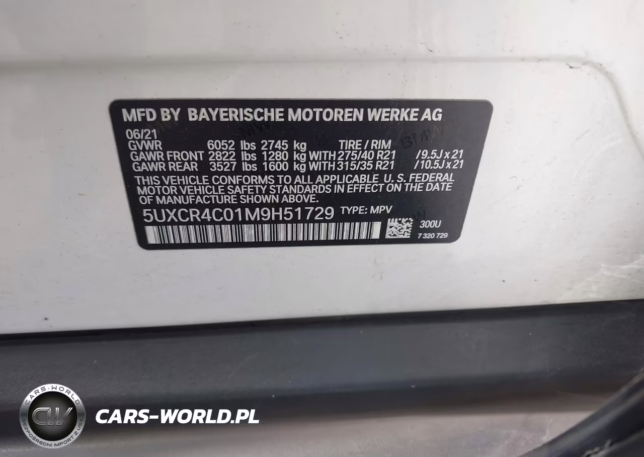 2021 BMW X5 Sdrive40I VIN:5UXCR4C01M9H51729 - 9