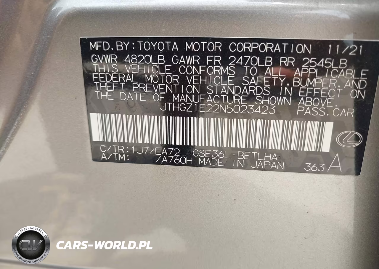2022 Lexus Is 350 F Sport VIN:JTHGZ1E22N5023423 - 7