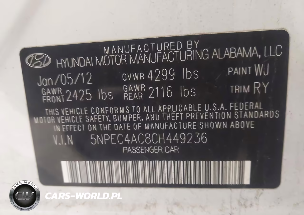 2012 Hyundai Sonata Limited VIN:5NPEC4AC8CH449236 - 9
