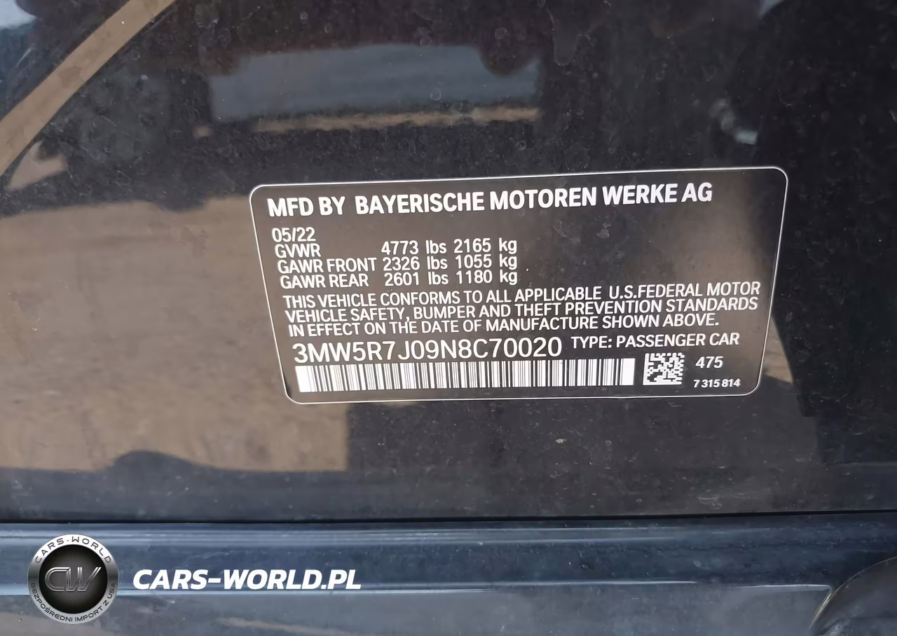 2022 BMW 330I xDrive VIN:3MW5R7J09N8C70020 - 9