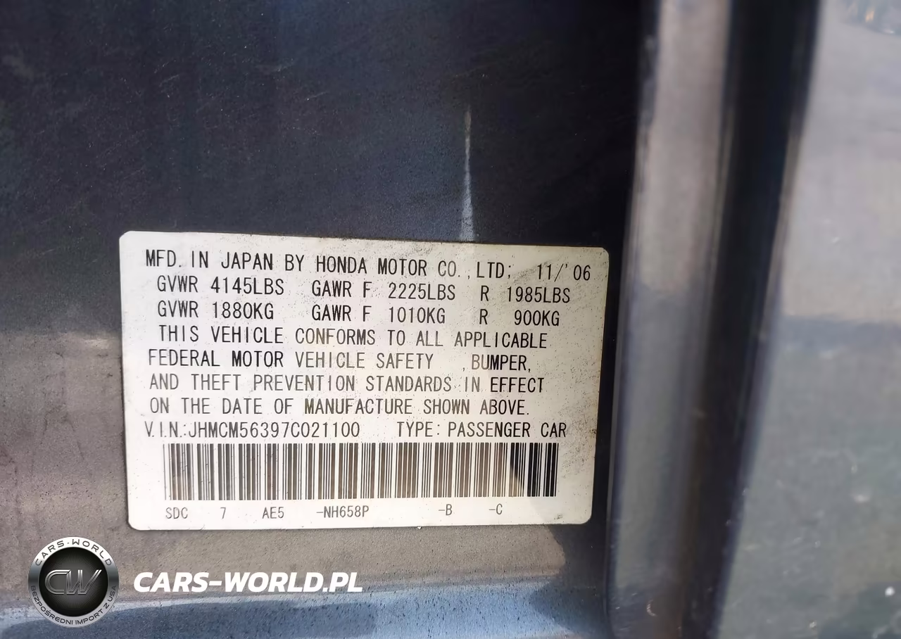 2007 Honda Accord 2.4 Se VIN:JHMCM56397C021100 - 9