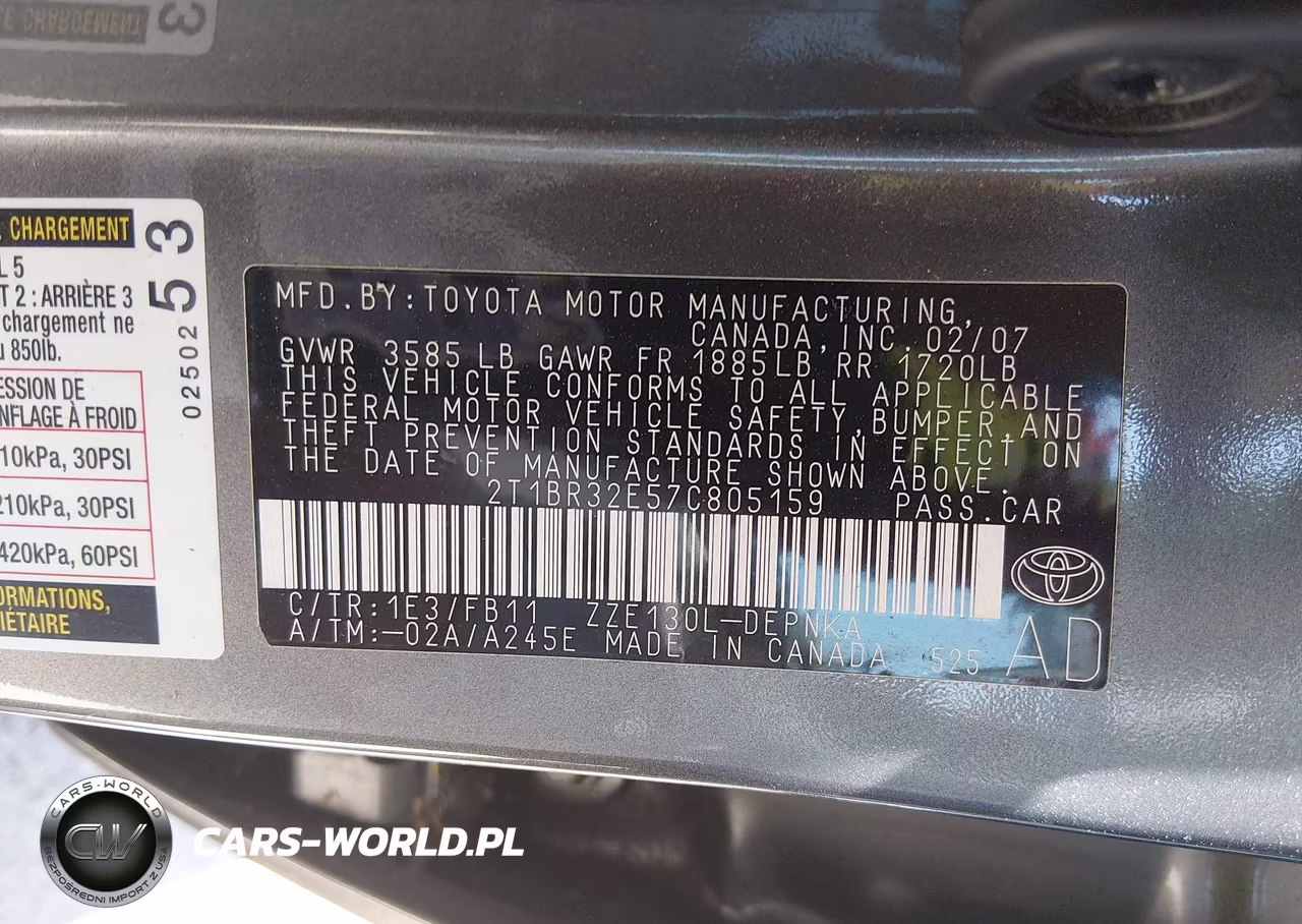 2007 Toyota Corolla Le VIN:2T1BR32E57C805159 - 9