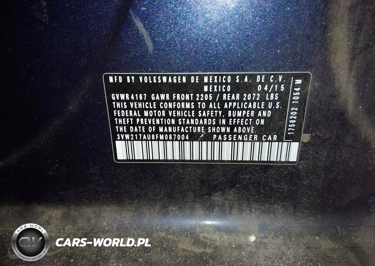 2015 Volkswagen Golf Tsi S 4-Door VIN:3VW217AU8FM087004 - 9