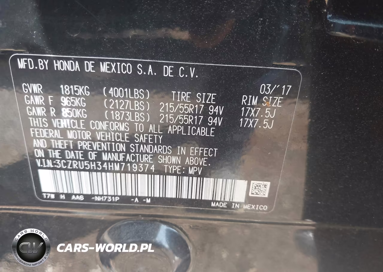 2017 Honda Hr-V Lx VIN:3CZRU5H34HM719374 - 9