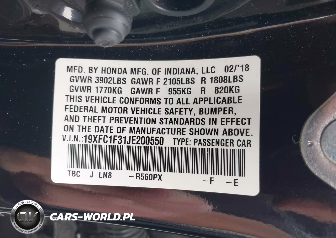 2018 Honda Civic Ex-T VIN:19XFC1F31JE200550 - 9