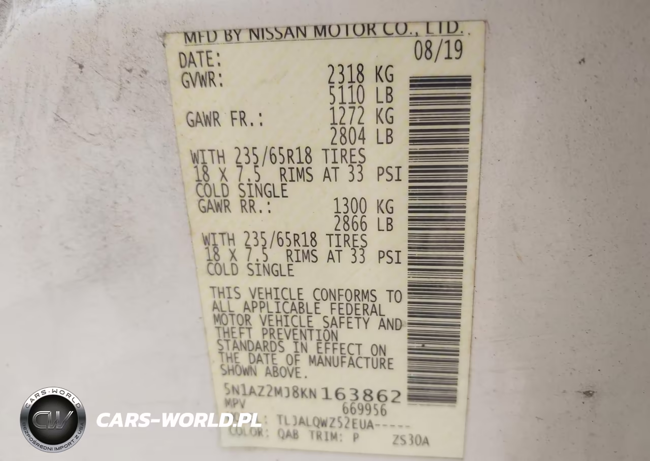 2019 Nissan Murano Sv VIN:5N1AZ2MJ8KN163862 - 9