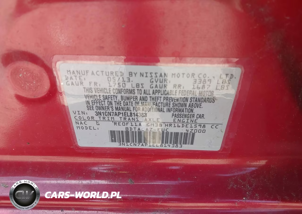 2014 Nissan Versa 1.6 S+ VIN:3N1CN7AP1EL814383 - 9