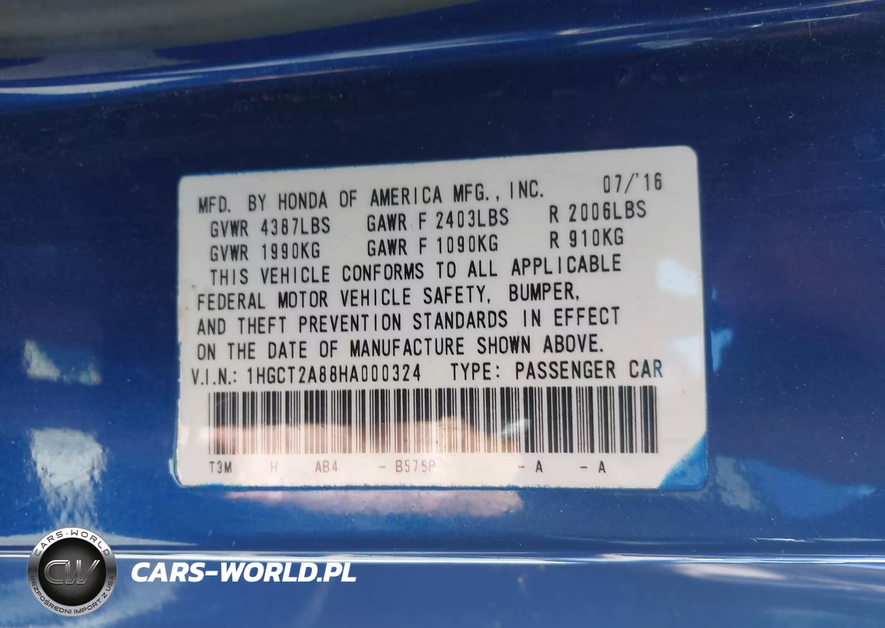 2017 Honda Accord Ex-L V6 VIN:1HGCT2A88HA000324 - 9