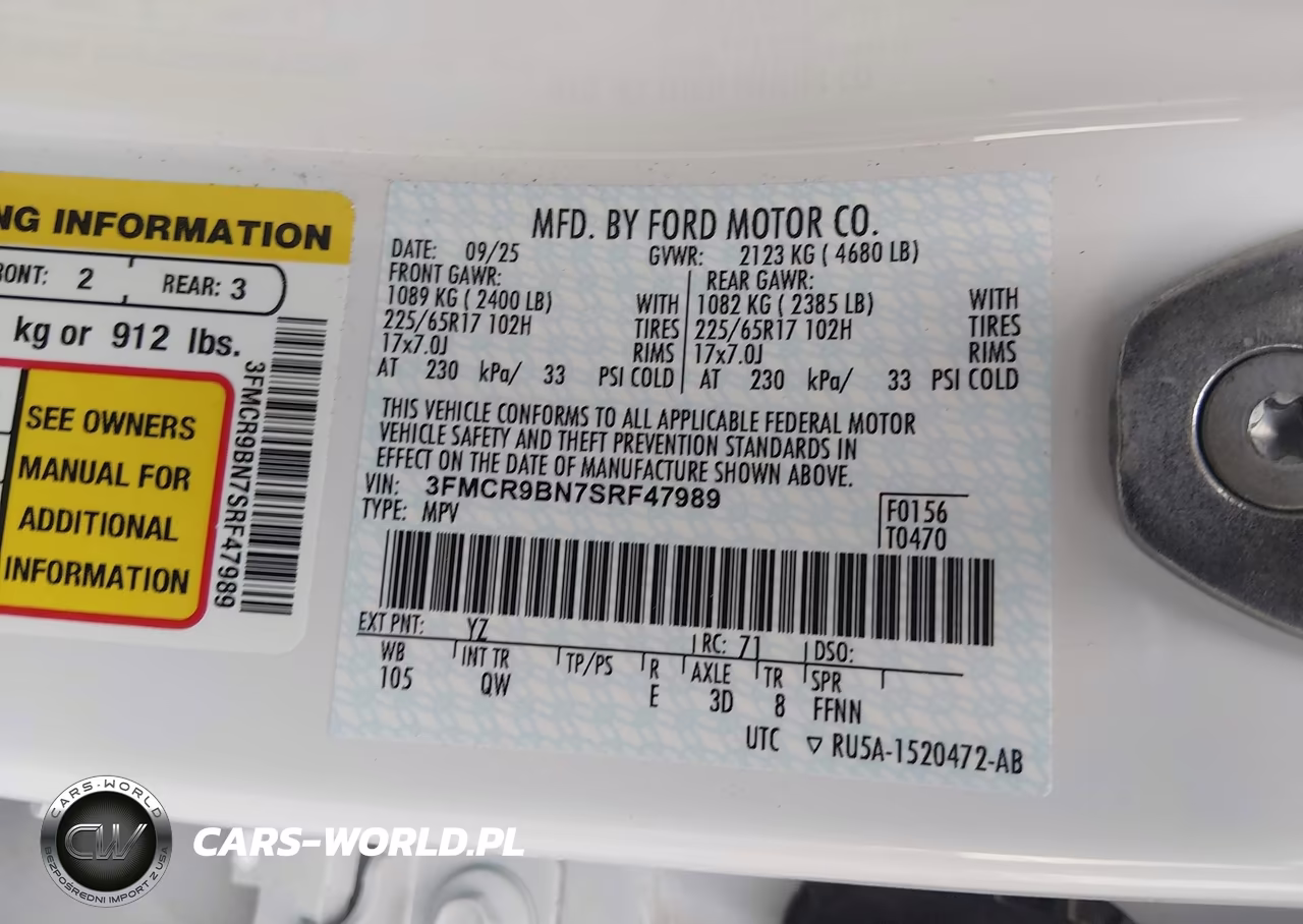 2025 Ford Bronco Sport Big Bend VIN:3FMCR9BN7SRF47989 - 9
