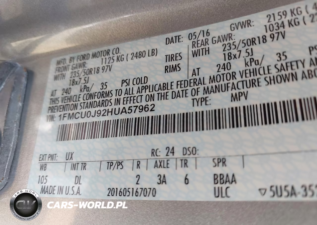 2017 Ford Escape Titanium VIN:1FMCU0J92HUA57962 - 9