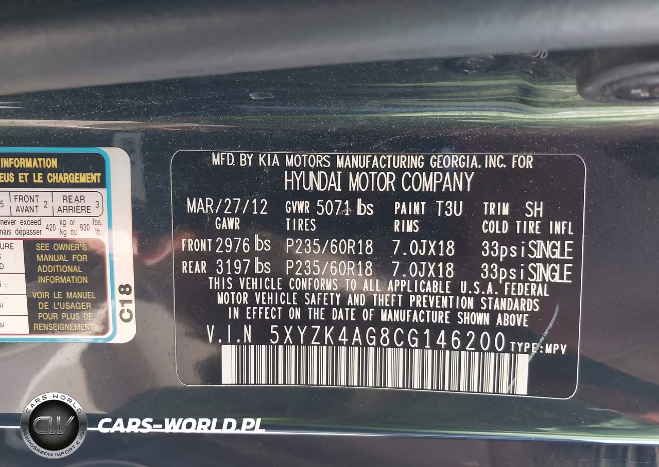 2012 Hyundai Santa Fe Limited V6 VIN:5XYZK4AG8CG146200 - 9