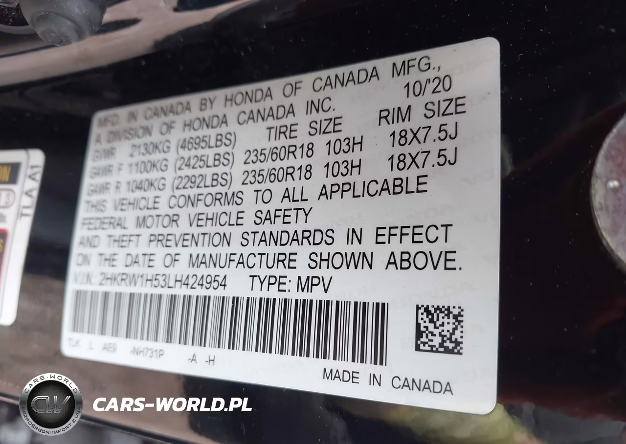 2020 Honda Cr-V 2Wd Ex VIN:2HKRW1H53LH424954 - 9