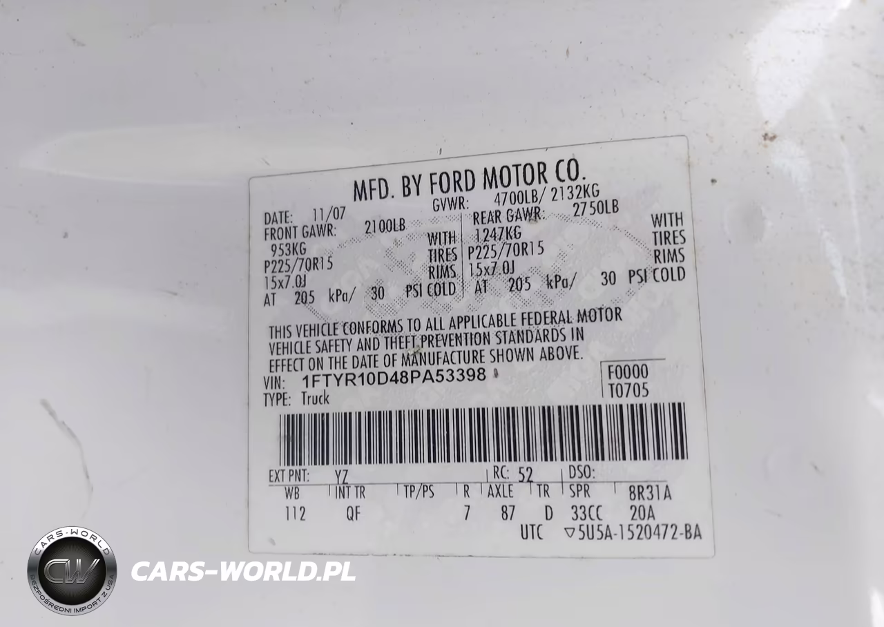 2008 Ford Ranger Xl-Xlt VIN:1FTYR10D48PA53398 - 9