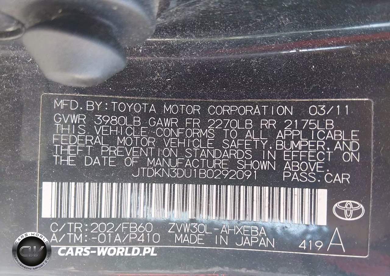 2011 Toyota Prius Two VIN:JTDKN3DU1B0292091 - 9