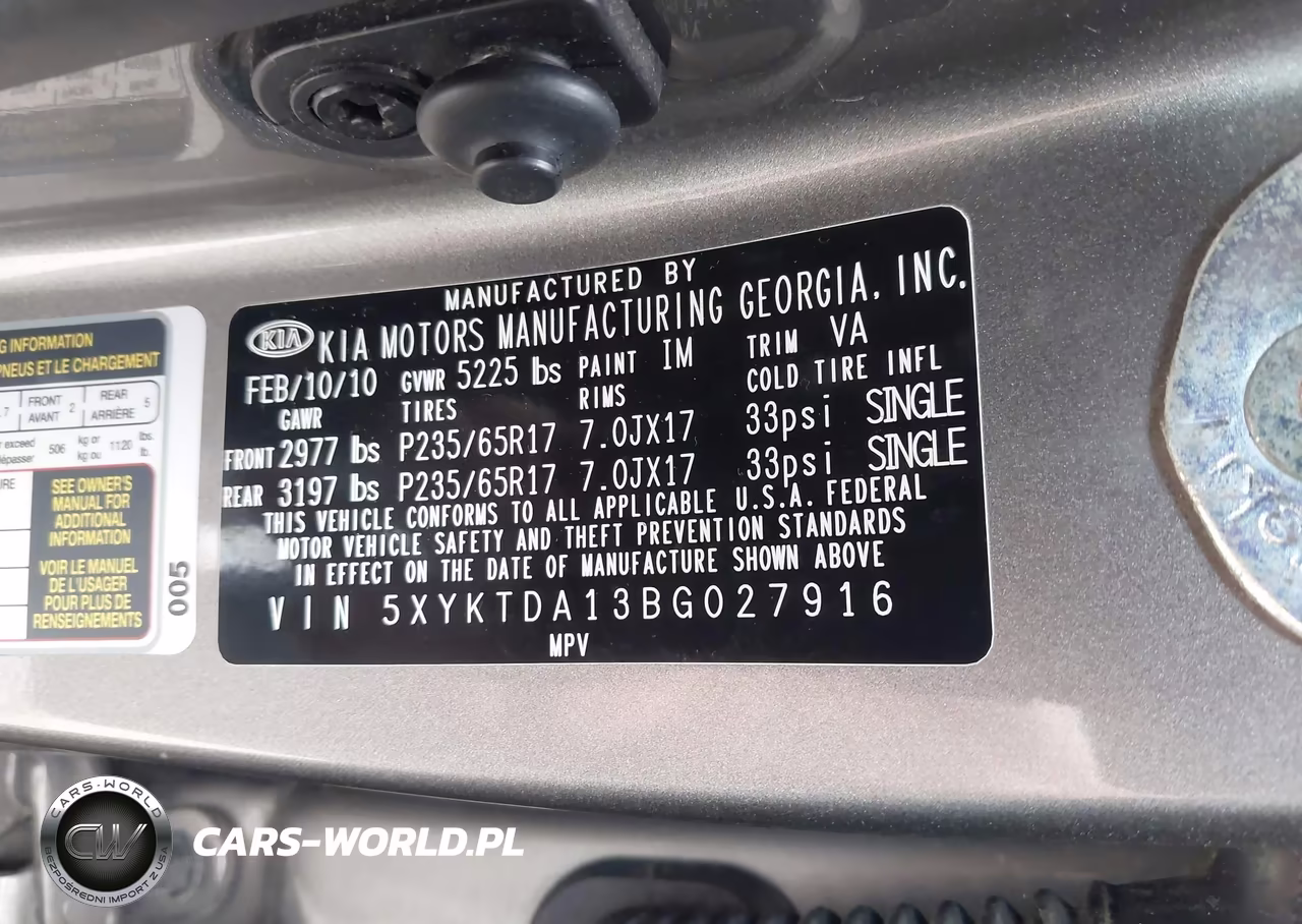 2011 Kia Sorento Lx VIN:5XYKTDA13BG027916 - 9