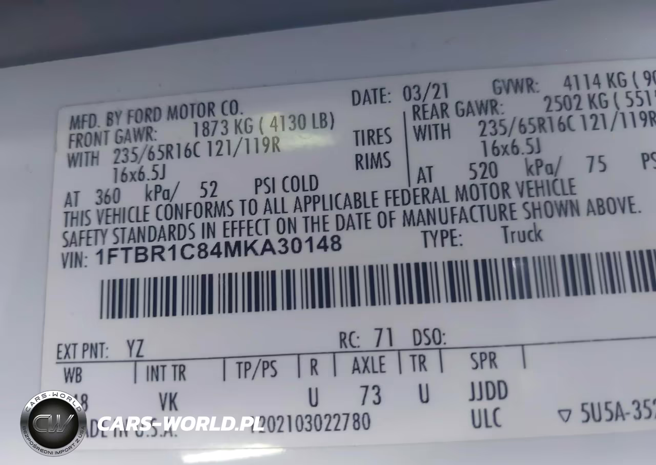 2021 Ford Transit-250 VIN:1FTBR1C84MKA30148 - 9