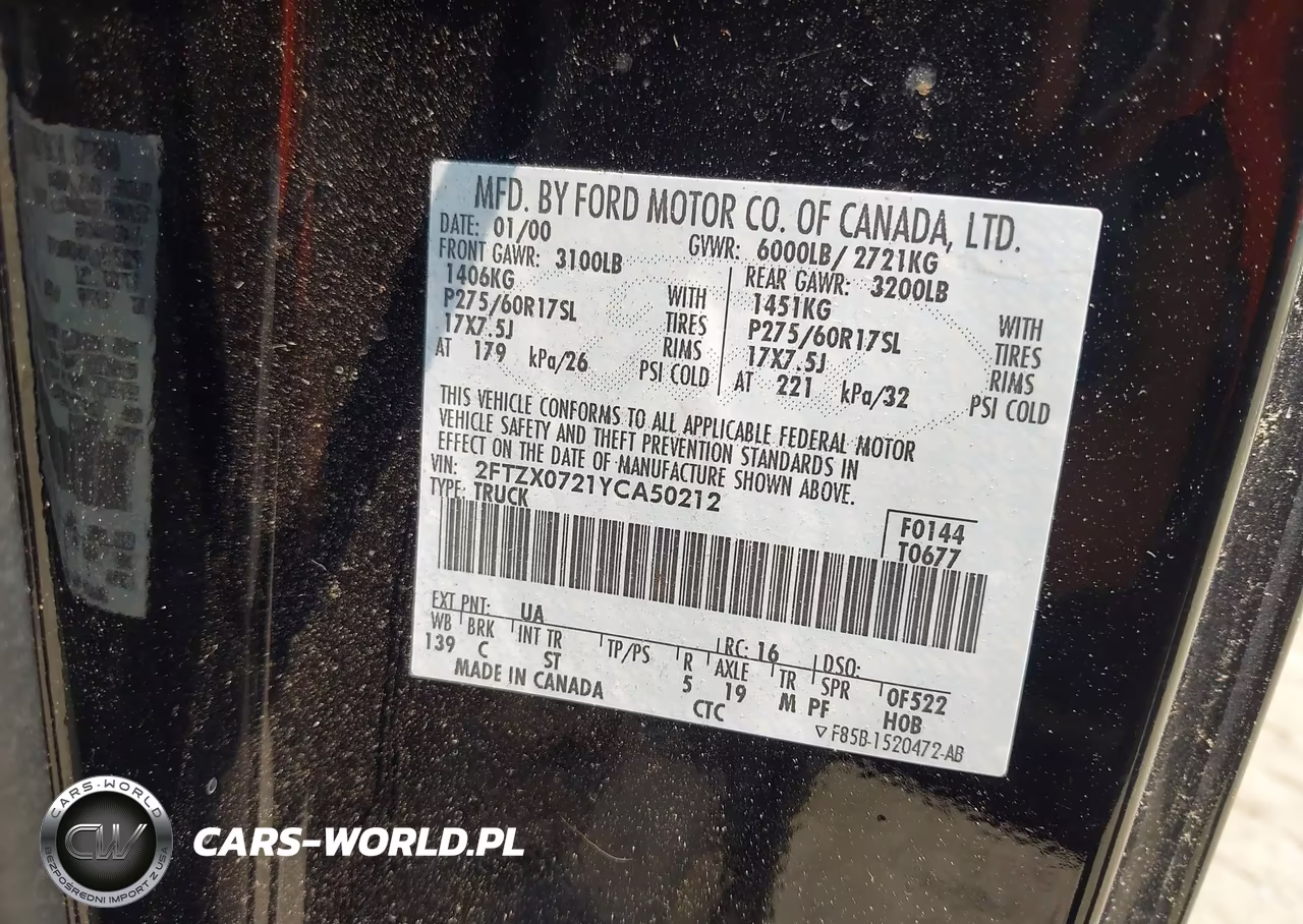 2000 Ford F-150 Xl-Xlt VIN:2FTZX0721YCA50212 - 9