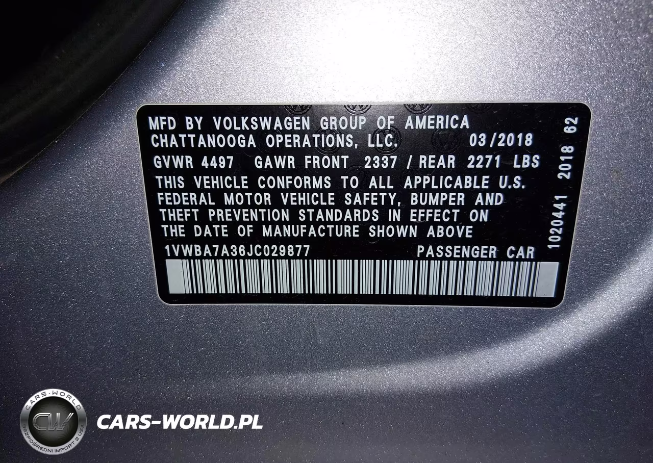 2018 Volkswagen Passat 2.0T Se VIN:1VWBA7A36JC029877 - 9
