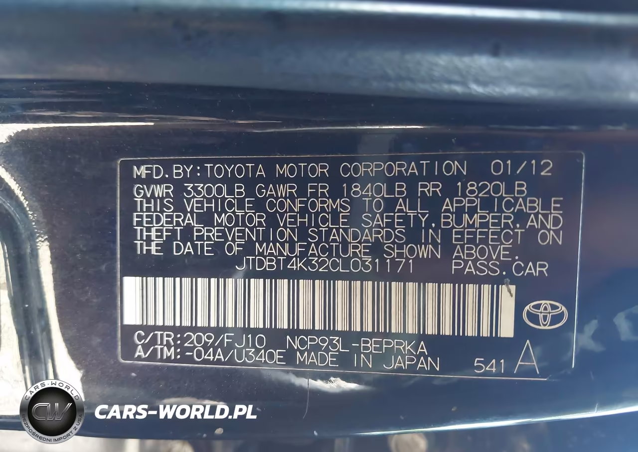 2012 Toyota Yaris VIN:JTDBT4K32CL031171 - 9