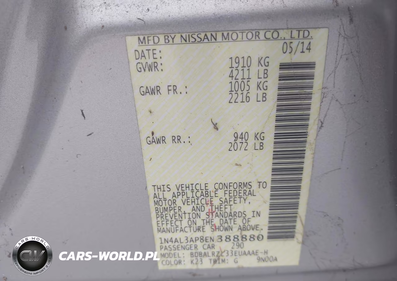 2014 Nissan Altima 2.5 S VIN:1N4AL3AP8EN388880 - 9