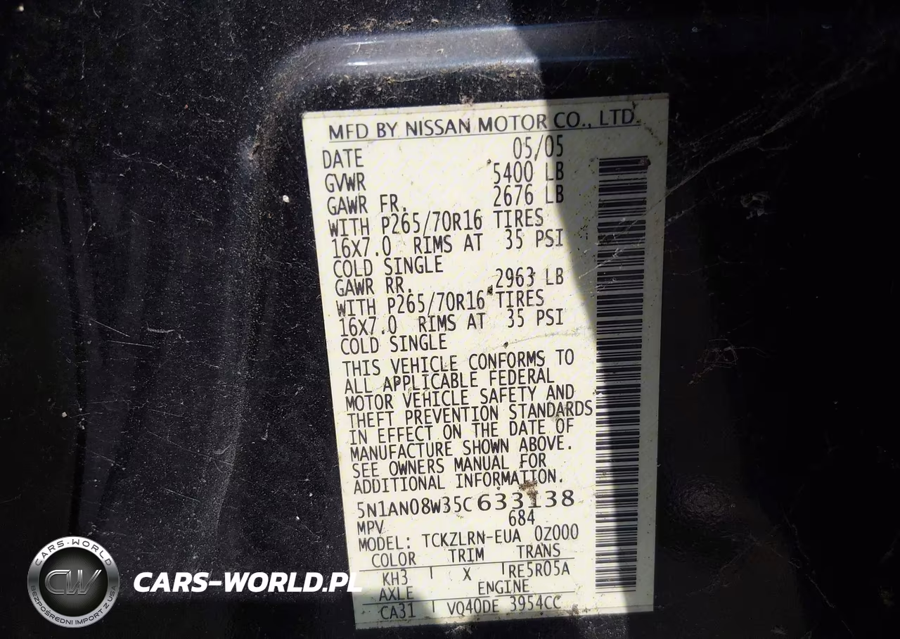 2005 Nissan Xterra S VIN:5N1AN08W35C633138 - 9