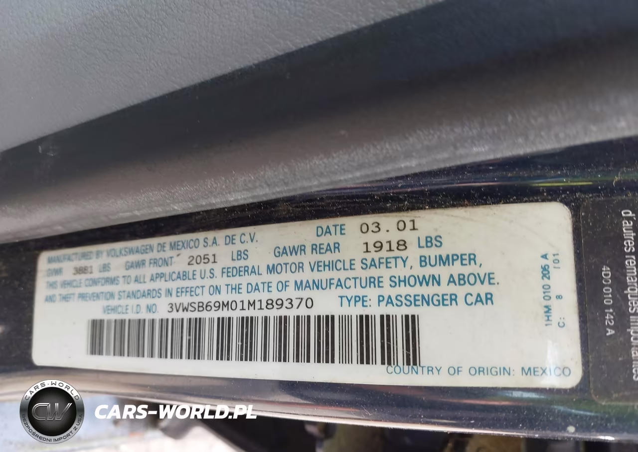 2001 Volkswagen Jetta Gls VIN:3VWSB69M01M189370 - 9