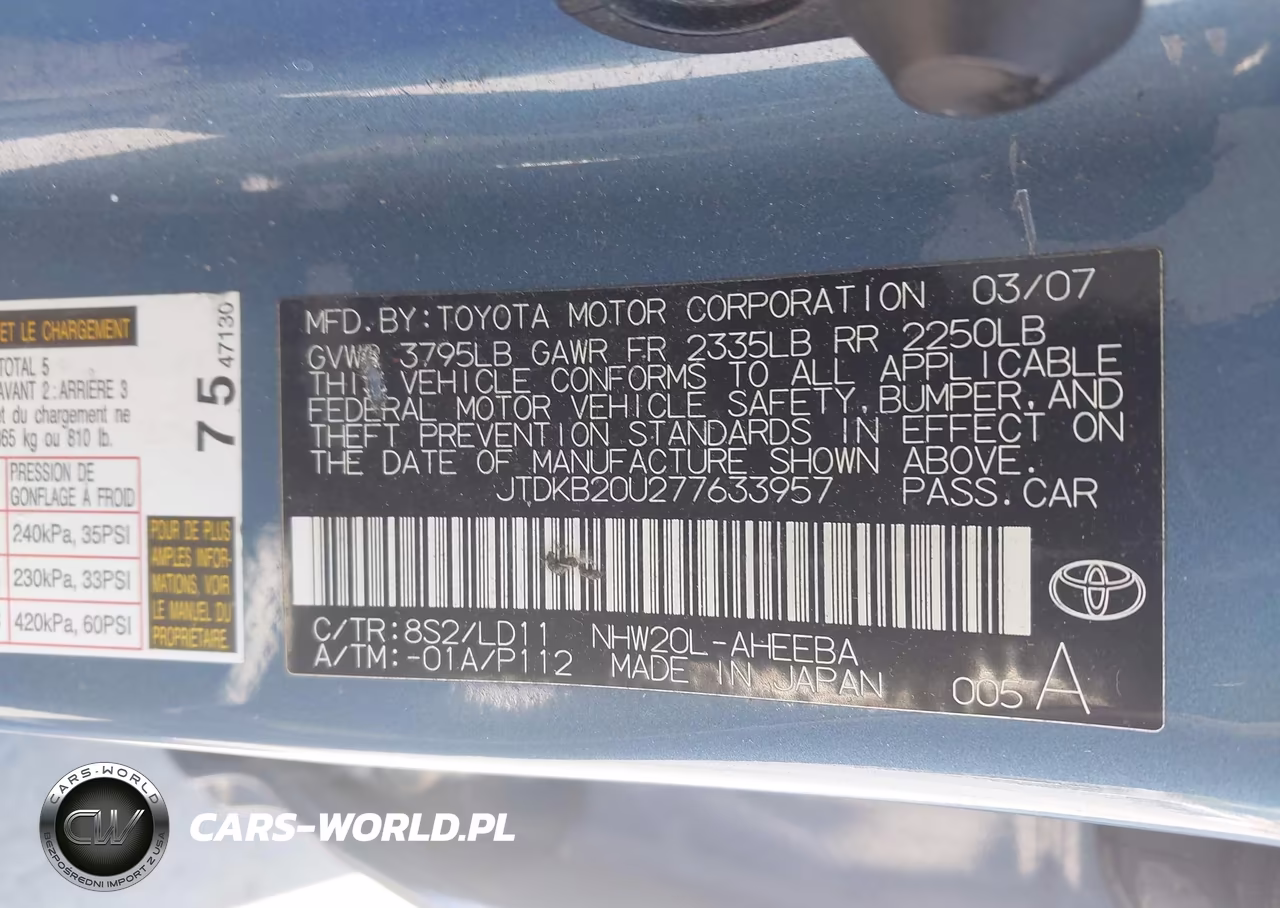 2007 Toyota Prius VIN:JTDKB20U277633957 - 9