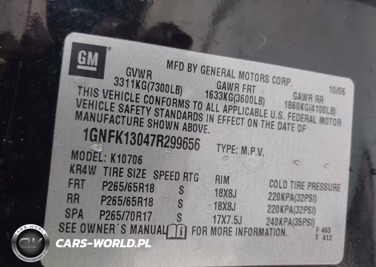 2007 Chevrolet Tahoe Lt VIN:1GNFK13047R299656 - 9