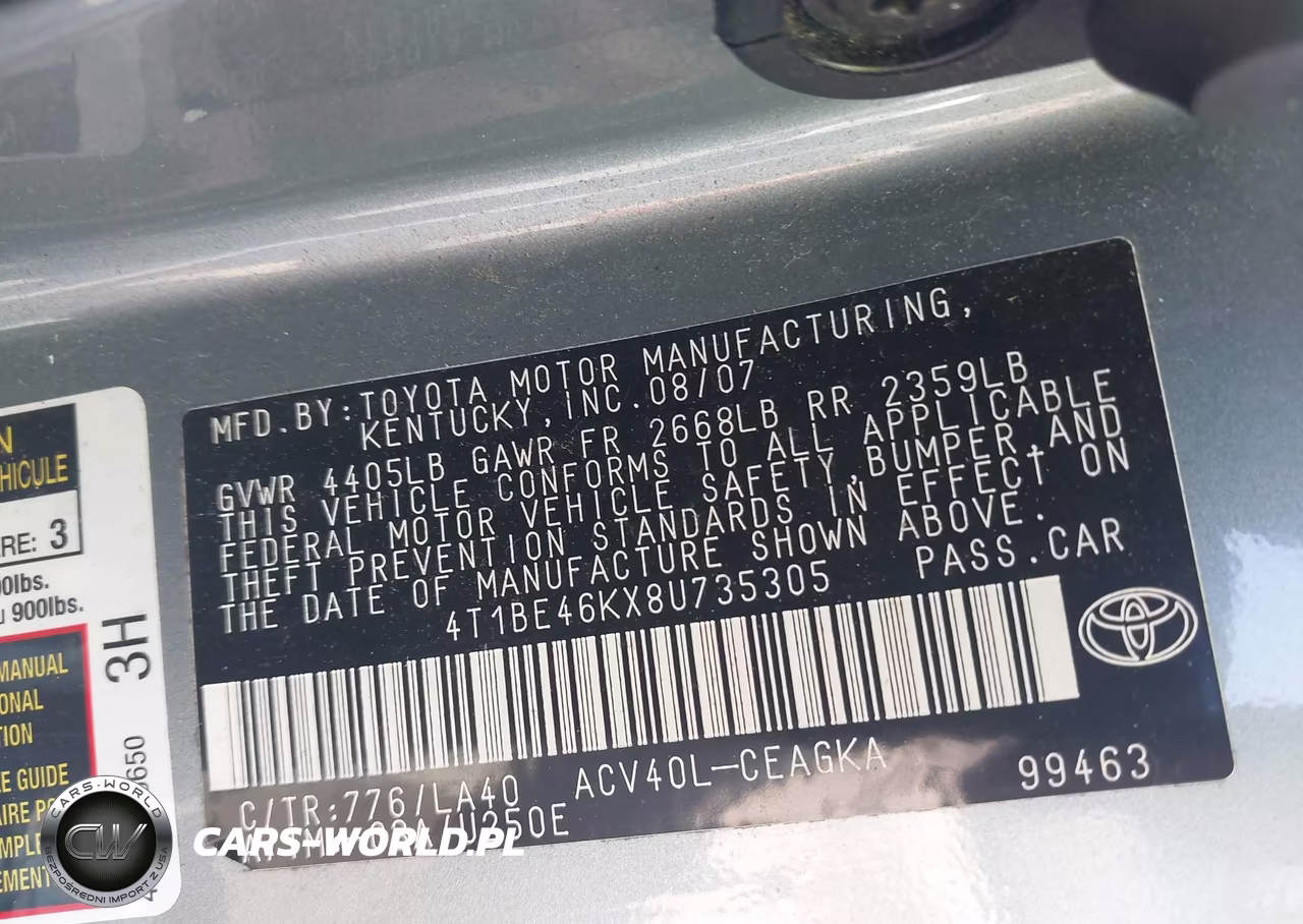 2008 Toyota Camry Xle VIN:4T1BE46KX8U735305 - 9