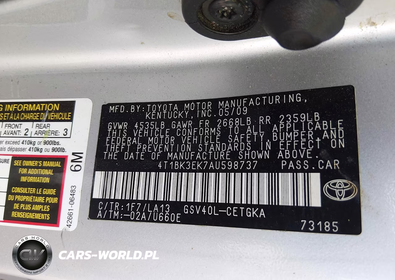 2010 Toyota Camry Xle V6 VIN:4T1BK3EK7AU598737 - 9