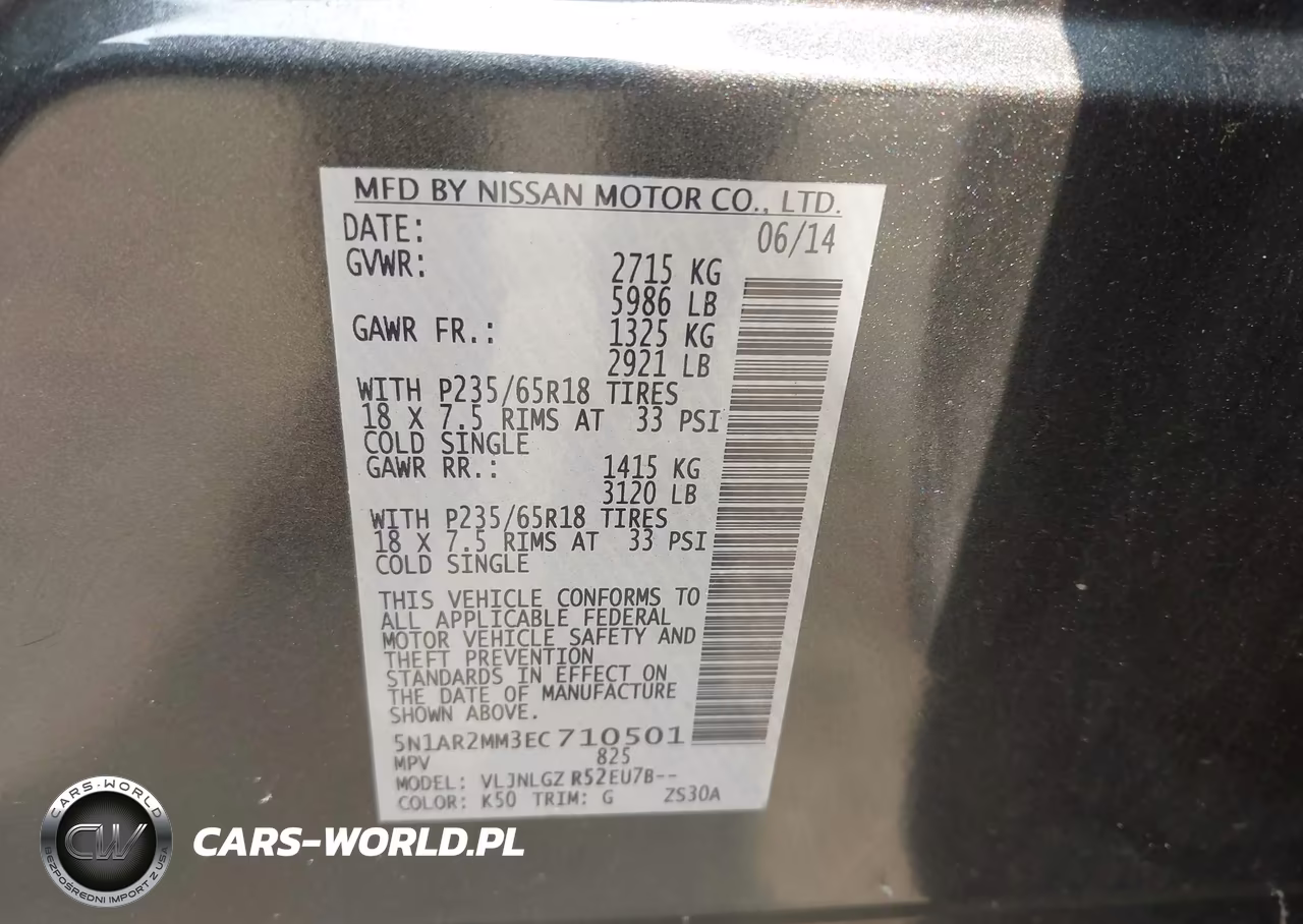 2014 Nissan Pathfinder Sl VIN:5N1AR2MM3EC710501 - 9