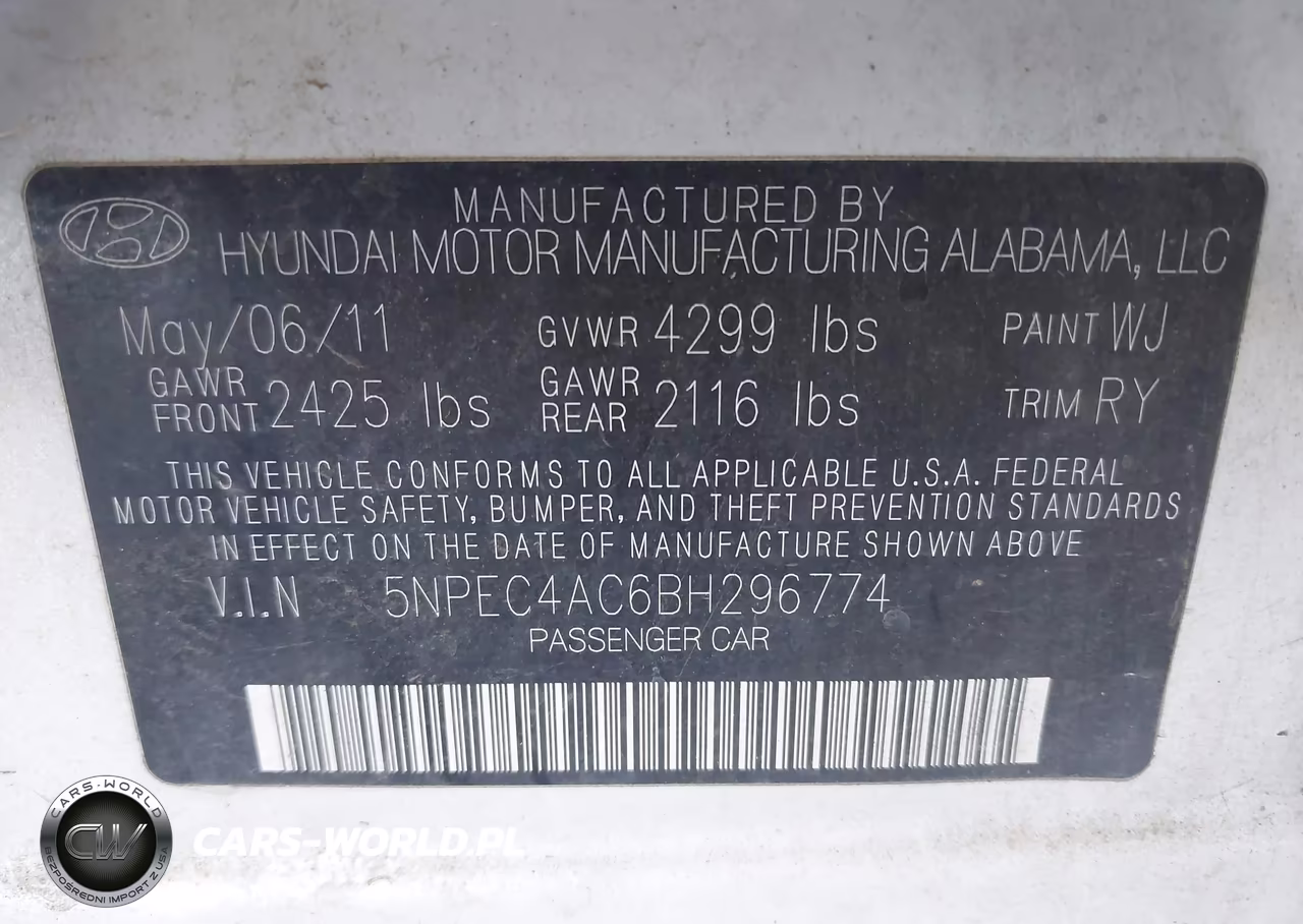 2011 Hyundai Sonata Limited VIN:5NPEC4AC6BH296774 - 9