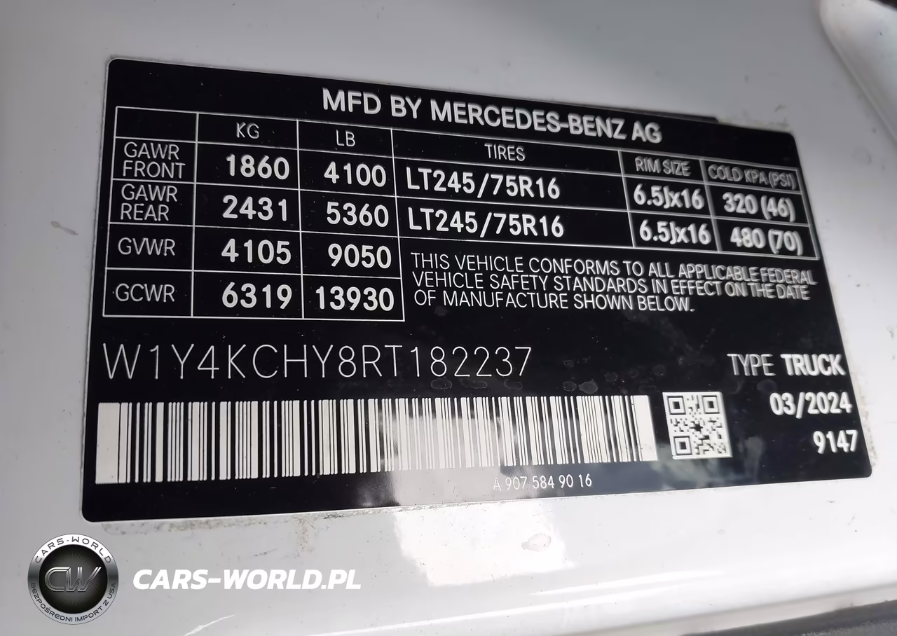 2024 Mercedes-Benz Sprinter 2500 High Roof 4-Cyl Diesel VIN:W1Y4KCHY8RT182237 - 9