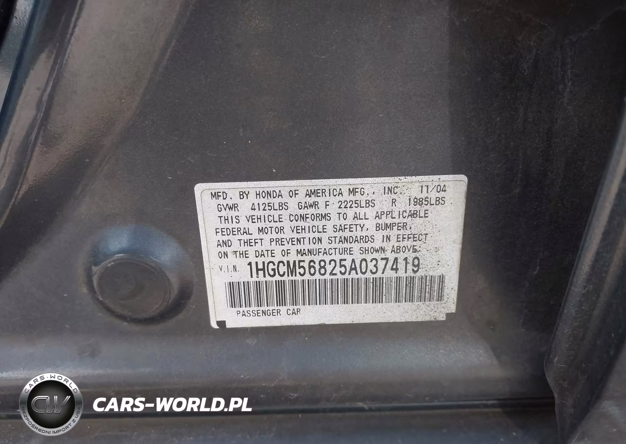 2005 Honda Accord 2.4 Ex VIN:1HGCM56825A037419 - 9