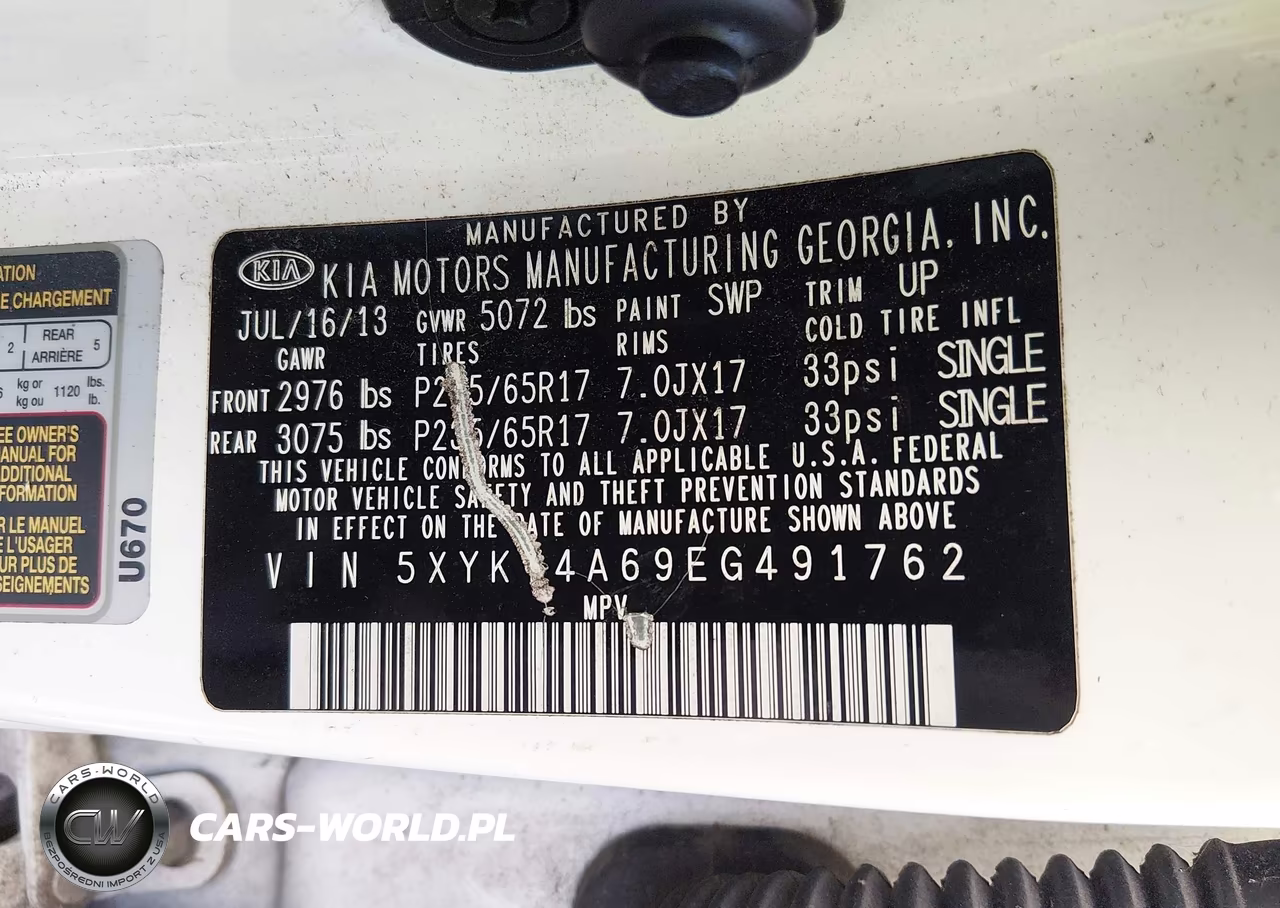 2014 Kia Sorento Lx VIN:5XYKT4A69EG491762 - 9