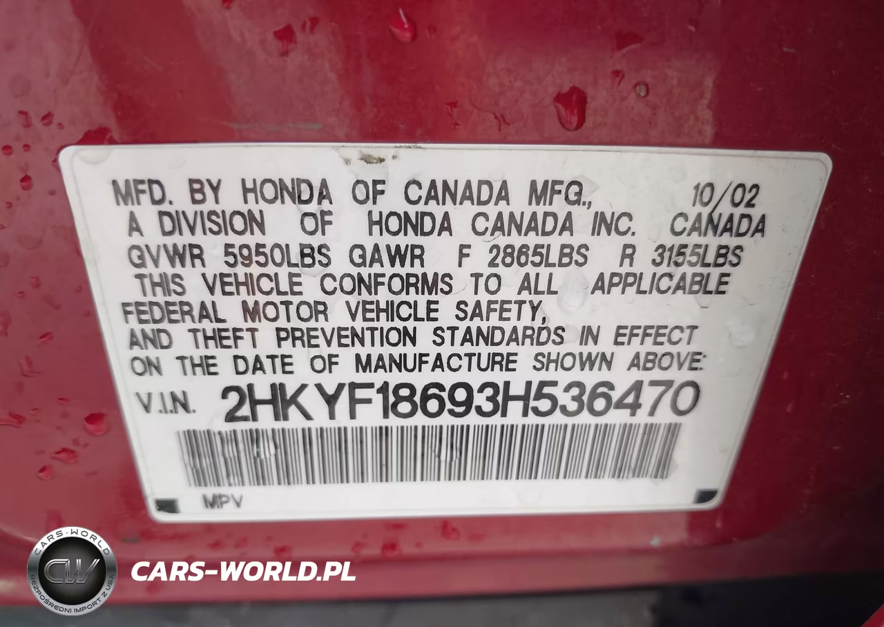 2003 Honda Pilot Ex-L VIN:2HKYF18693H536470 - 9