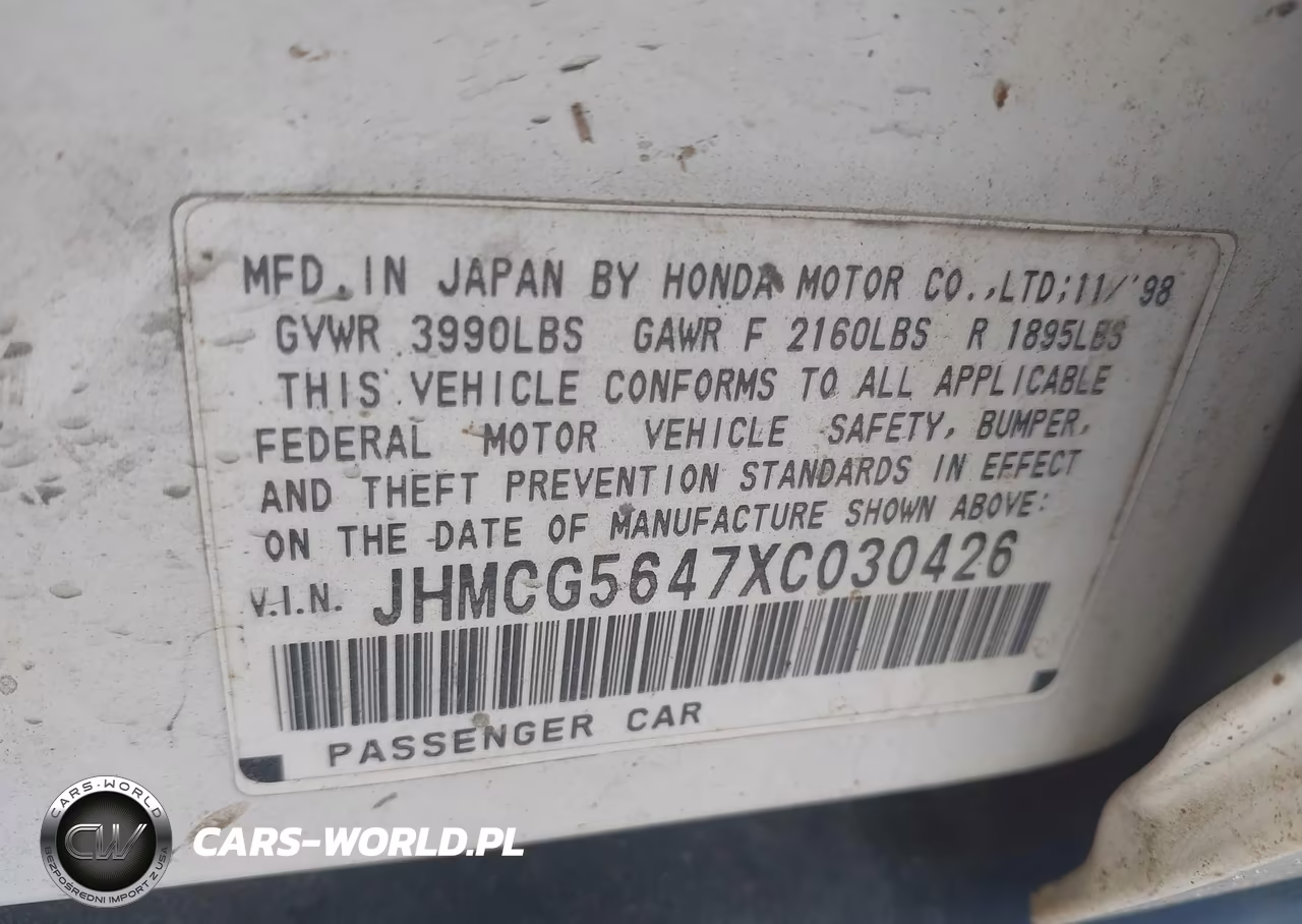 1999 Honda Accord Lx VIN:JHMCG5647XC030426 - 9