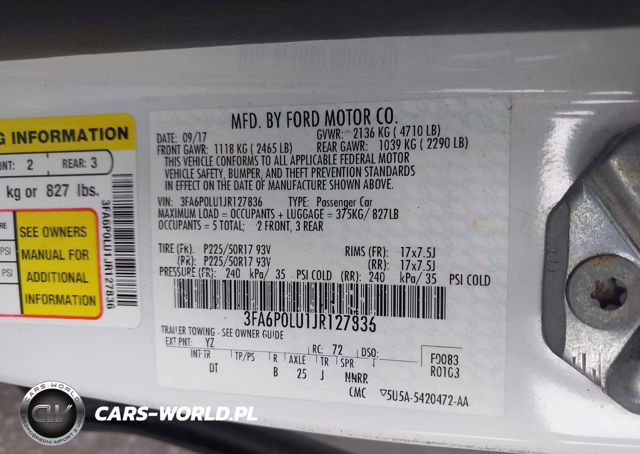 2018 Ford Fusion Hybrid Se VIN:3FA6P0LU1JR127836 - 9