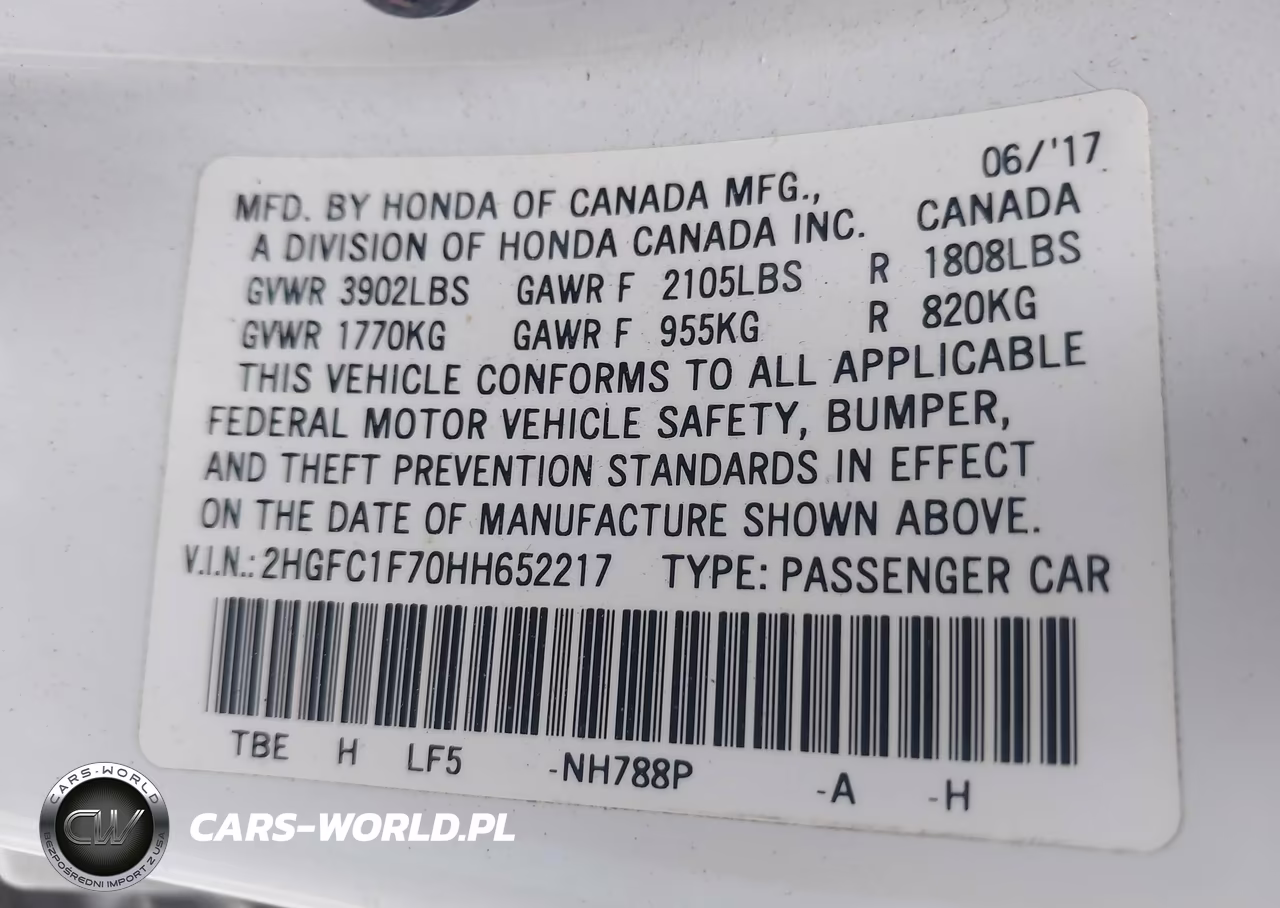 2017 Honda Civic Ex-L VIN:2HGFC1F70HH652217 - 9
