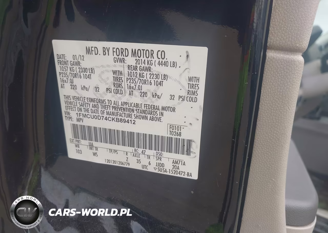 2012 Ford Escape Xlt VIN:1FMCU0D74CKB89412 - 9