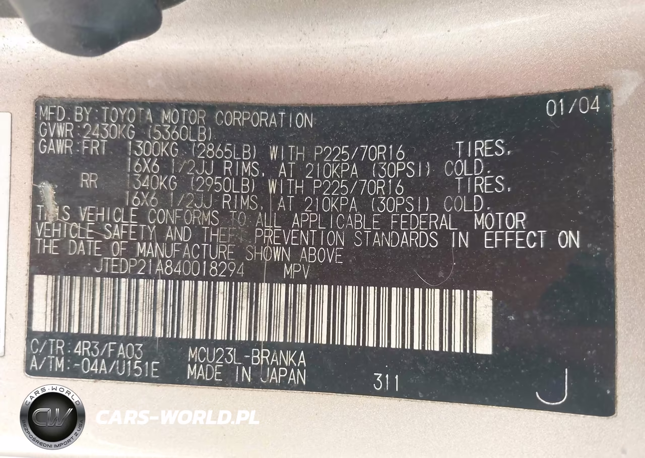 2004 Toyota Highlander V6 VIN:JTEDP21A840018294 - 9