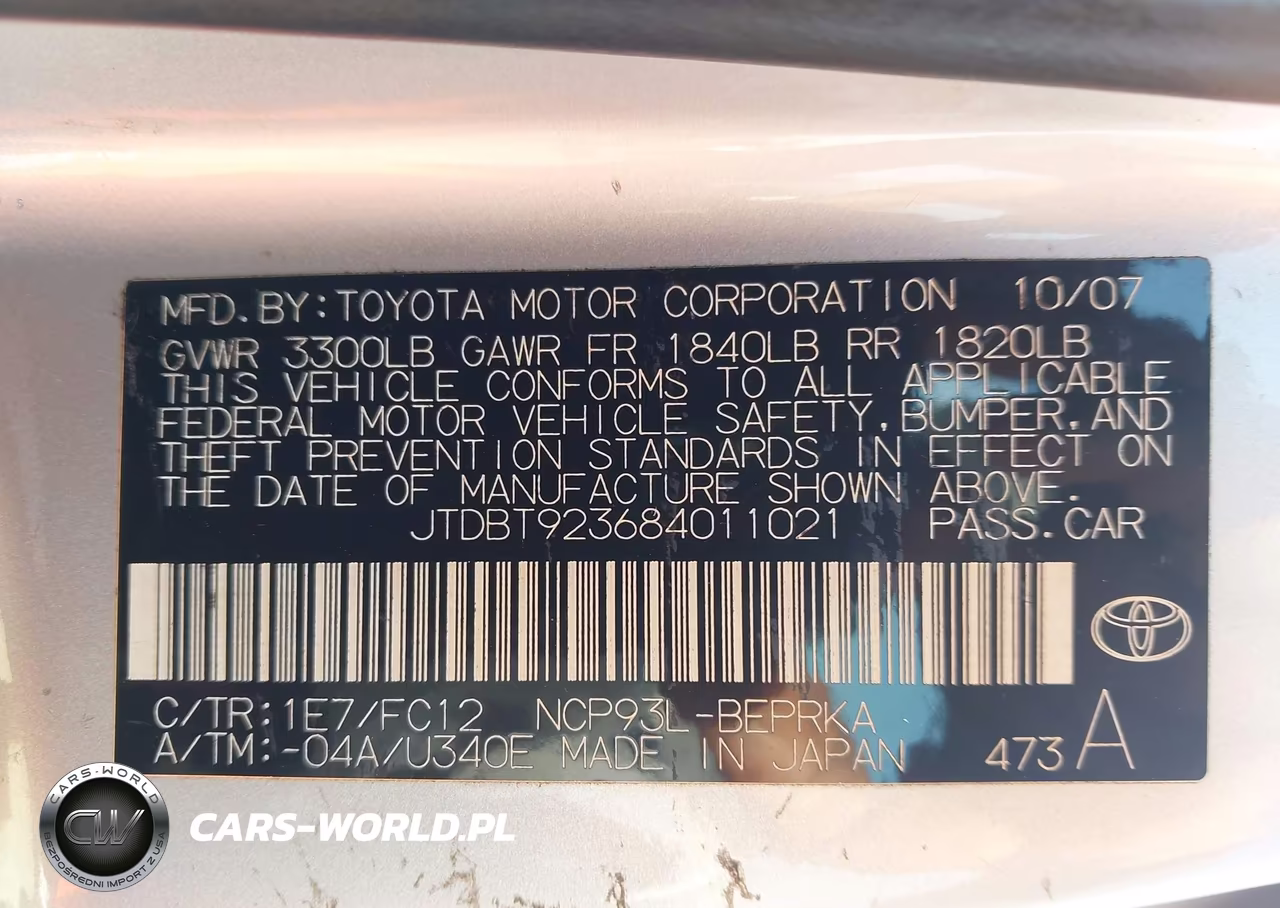 2008 Toyota Yaris VIN:JTDBT923684011021 - 9