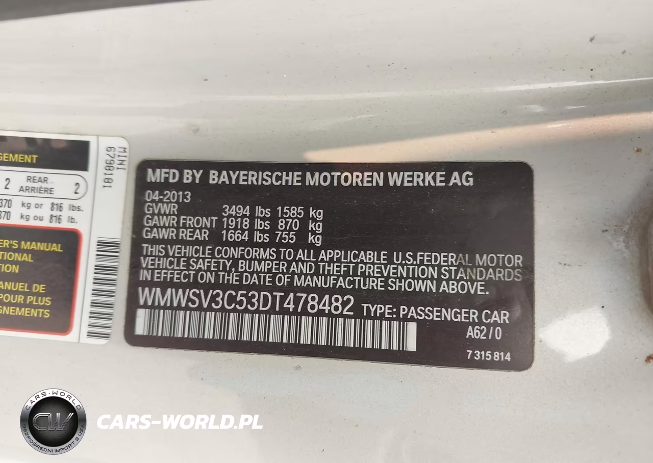2013 Mini Hardtop Cooper S VIN:WMWSV3C53DT478482 - 9