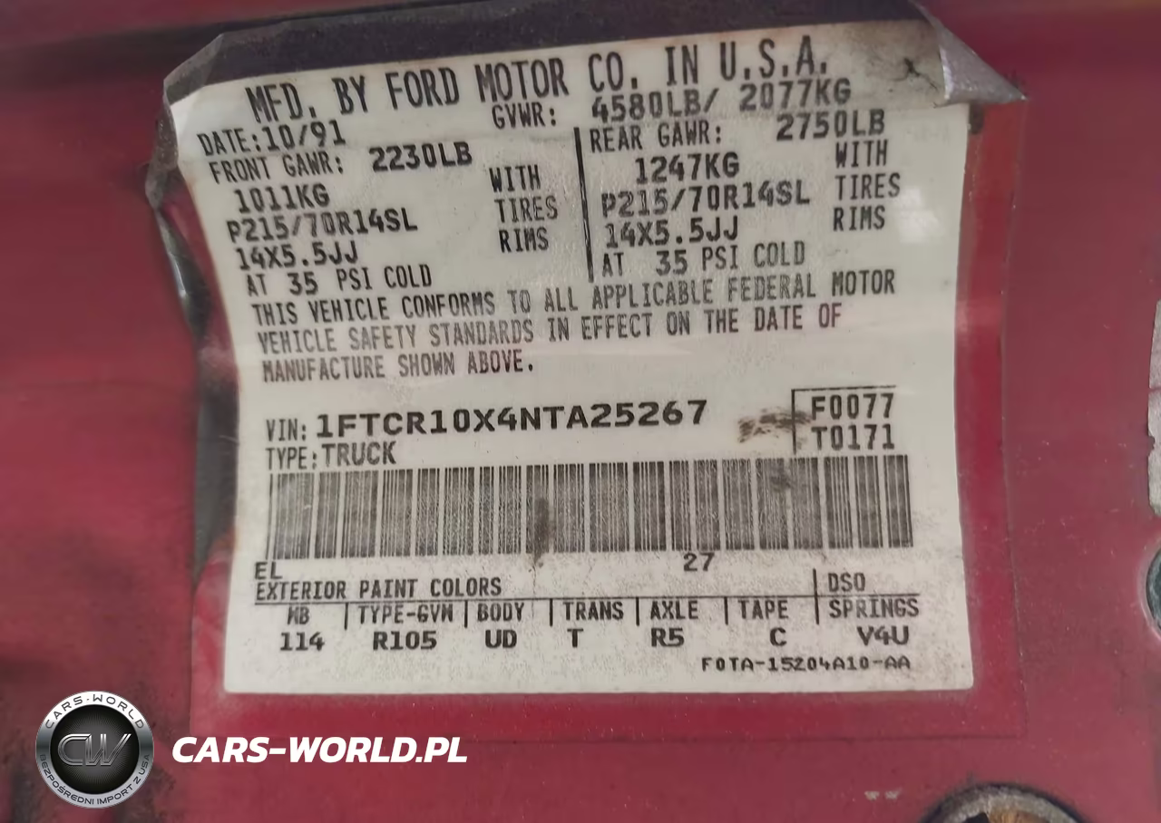 1992 Ford Ranger VIN:1FTCR10X4NTA25267 - 9