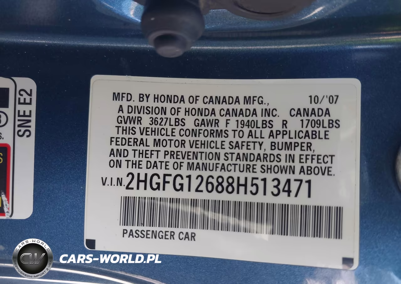 2008 Honda Civic Lx VIN:2HGFG12688H513471 - 9