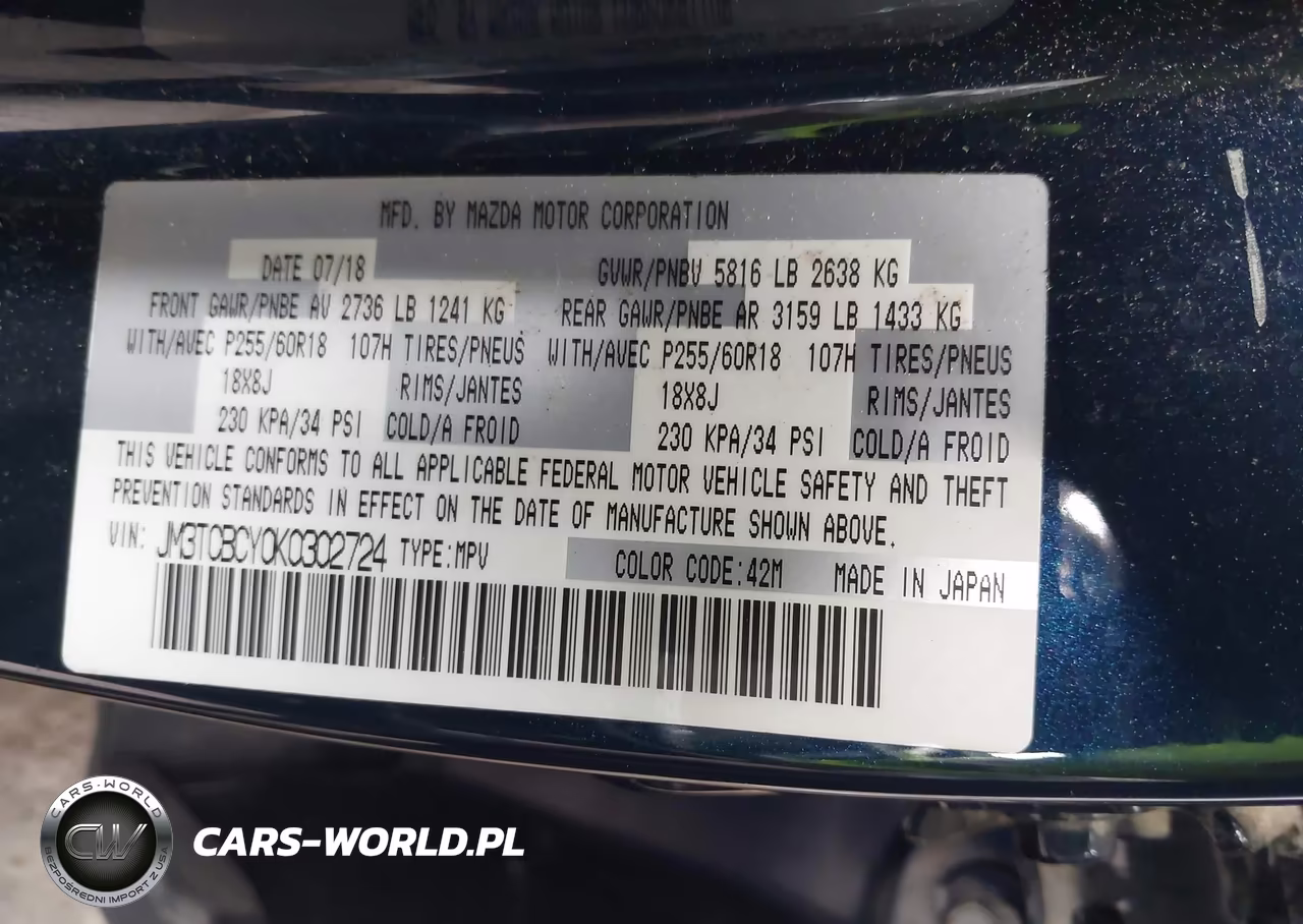 2019 Mazda Cx-9 Touring VIN:JM3TCBCY0K0302724 - 9