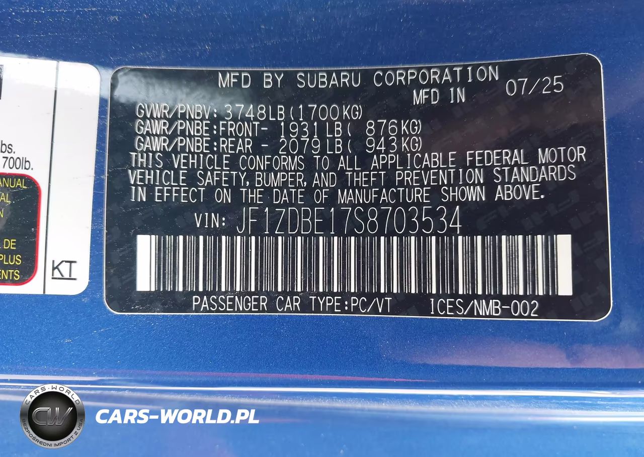 2025 Subaru Brz Limited VIN:JF1ZDBE17S8703534 - 9