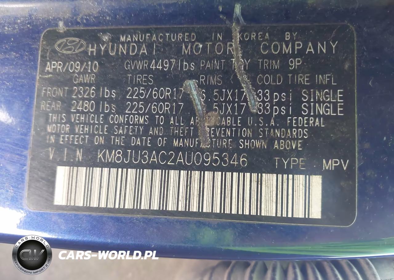 2010 Hyundai Tucson Gls VIN:KM8JU3AC2AU095346 - 9